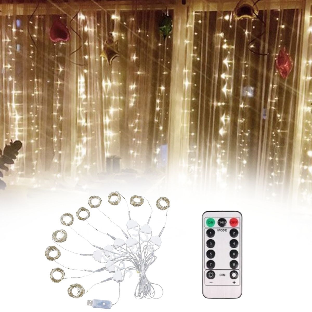 Uzaktan Kumandalı LED Perdeye Takılabilen Kancalı Işık Usb 3x3 Metre Peri Perde LED (5271) Uzaktan Kumandalı LED Perdeye Takılabilen Kancalı Işık Usb 3x3 Metre Peri Perde LED (5271)