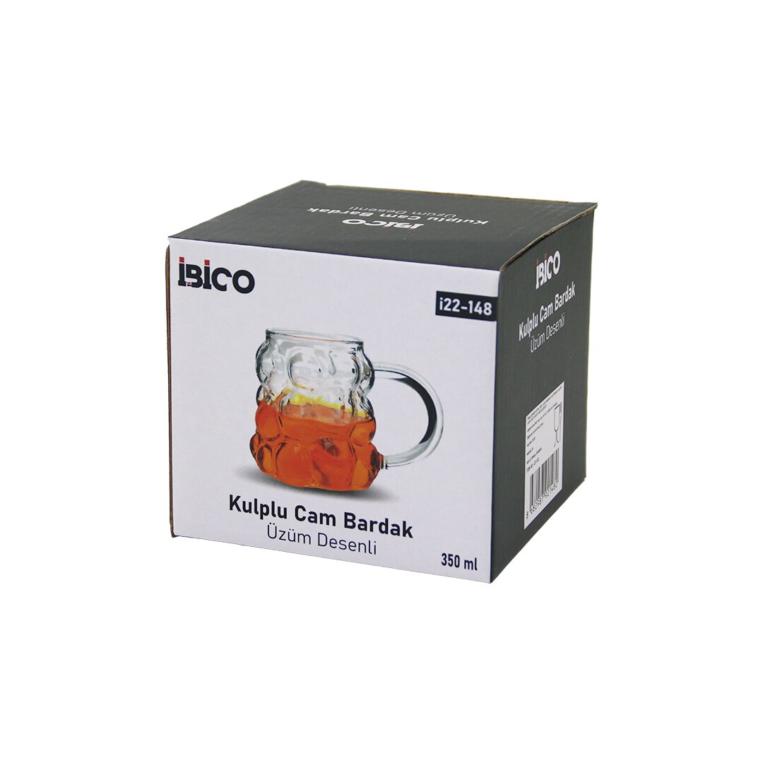 ÜZÜM - KABARCIKLI KULPLU CAM BARDAK TERMİSİL - ISIYA DAYANIKLI BOROSİLİKAT 350ML (5271)