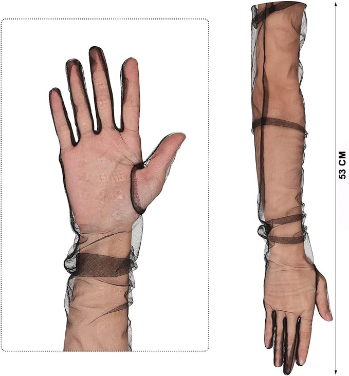Uzun Boy Likralı Siyah Renk Yetişkin Mega Tül Eldiven 53 cm (5271) Uzun Boy Likralı Siyah Renk Yetişkin Mega Tül Eldiven 53 cm (5271)