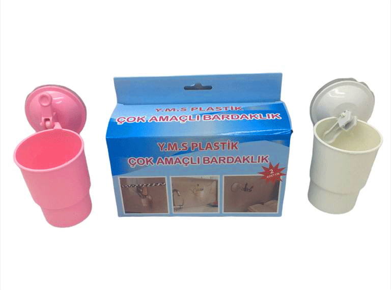 VANTUZLU PLASTİK 2 PARÇA  ÇOK AMAÇLI BARDAKLIK (5271)