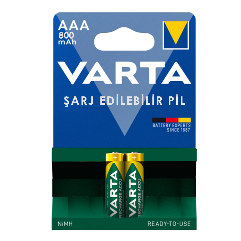 VARTA NI-MH 1.2V 800 MAH HR03 AAA ŞARJLI 2Lİ İNCE KALEM PİL (5271)