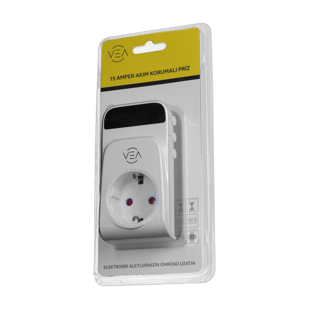 VEA VE-25530 15A 3520W TEKLİ DİJİTAL GÖSTERGELİ AKIM KORUMALI PRİZ AŞIRI YÜKSEK GERİLİM (5271) VEA VE-25530 15A 3520W TEKLİ DİJİTAL GÖSTERGELİ AKIM KORUMALI PRİZ AŞIRI YÜKSEK GERİLİM (5271)
