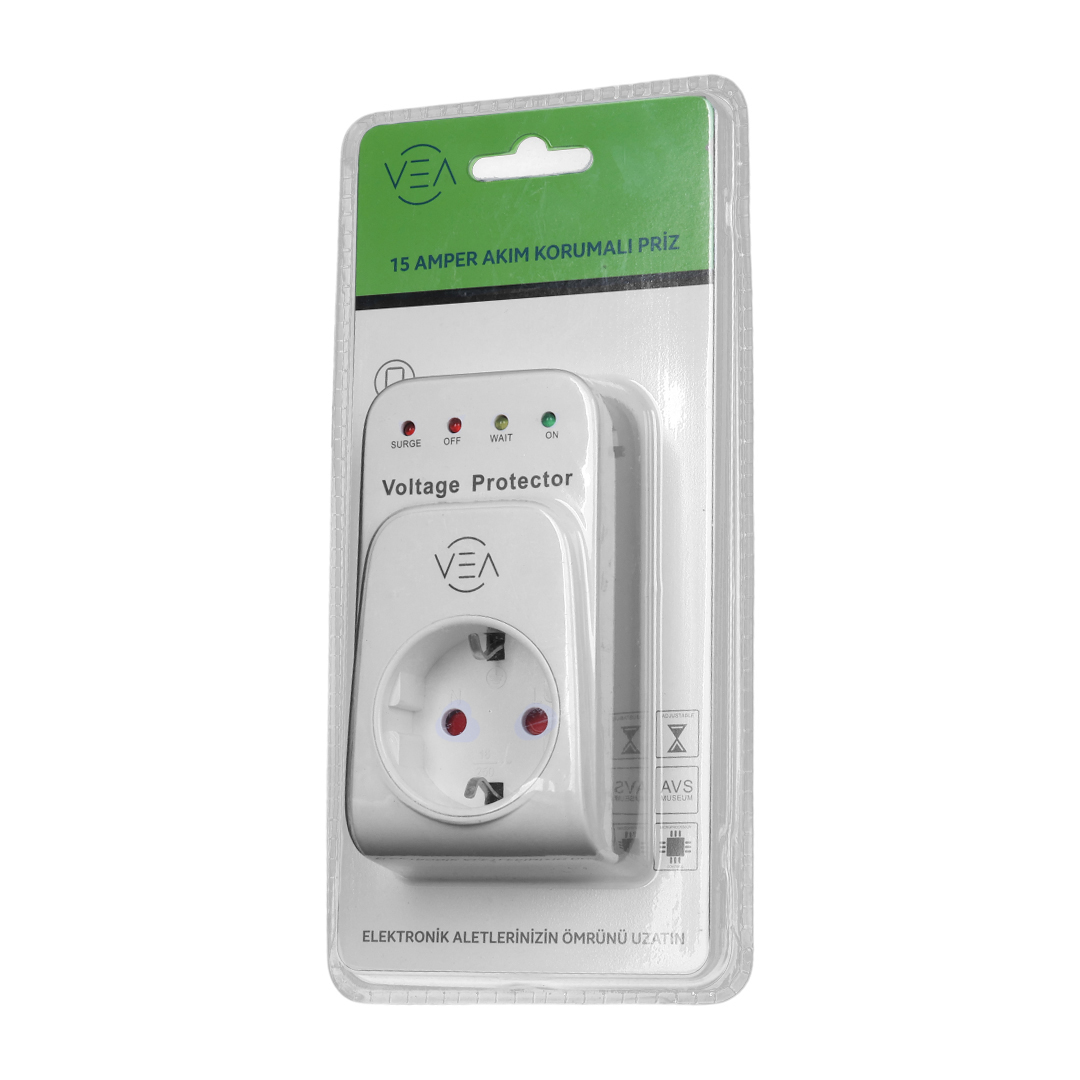 VEA VE-25531 15A 3520W AKIM KORUMALI PRİZ AŞIRI YÜKSEK GERİLİM (5271) VEA VE-25531 15A 3520W AKIM KORUMALI PRİZ AŞIRI YÜKSEK GERİLİM (5271)