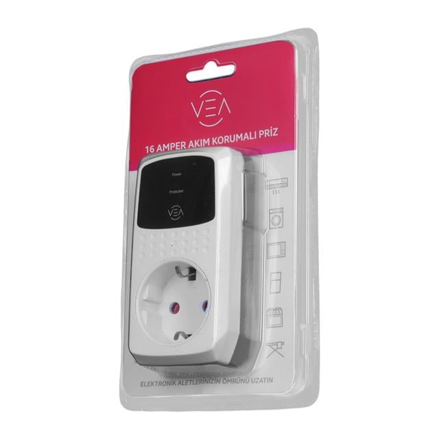 Vea VE-25532 16A 4000W Tekli Akım Korumalı Priz Aşırı Yüksek Gerilim (5271) Vea VE-25532 16A 4000W Tekli Akım Korumalı Priz Aşırı Yüksek Gerilim (5271)