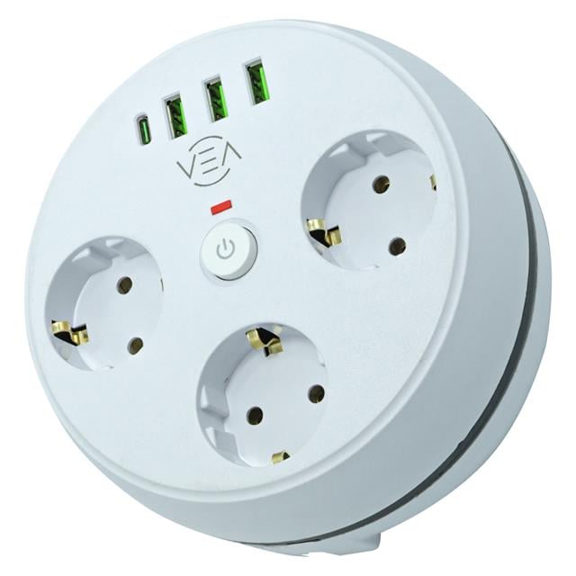 Vea VE-26583 3'LÜ 1.5 Metre Kablolu 3 USB / TYPE-C Girişli Akım Korumalı Grup Priz (5271) Vea VE-26583 3'LÜ 1.5 Metre Kablolu 3 USB / TYPE-C Girişli Akım Korumalı Grup Priz (5271)