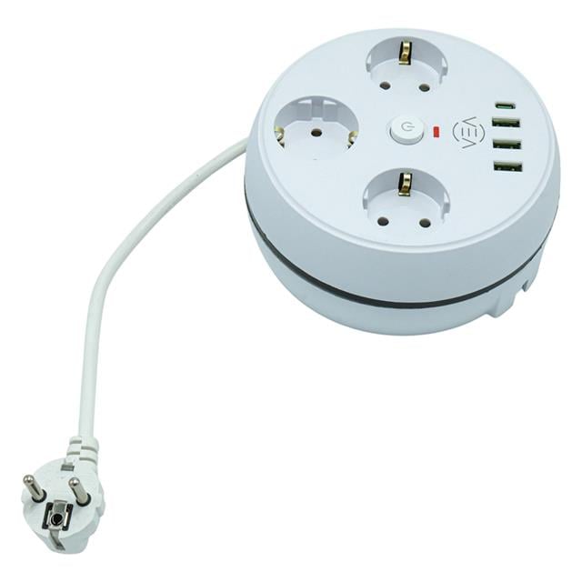Vea VE-26583 3'LÜ 1.5 Metre Kablolu 3 USB / TYPE-C Girişli Akım Korumalı Grup Priz (5271) Vea VE-26583 3'LÜ 1.5 Metre Kablolu 3 USB / TYPE-C Girişli Akım Korumalı Grup Priz (5271)