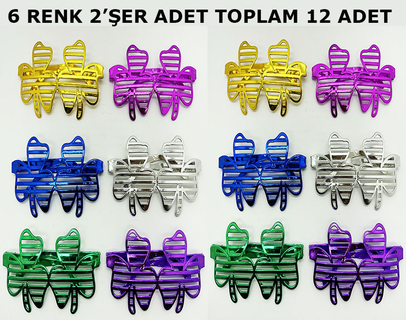 Vegas Casino Kupa Sinek Temalı Parti Gözlüğü 6 Renk 12 Adet (5271)