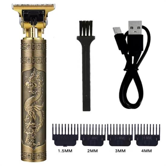 Vintage Görünümlü Güçlü 4 Farklı Başlıklı USB ŞarjlI Manuel Tıraş Makinası (5271)