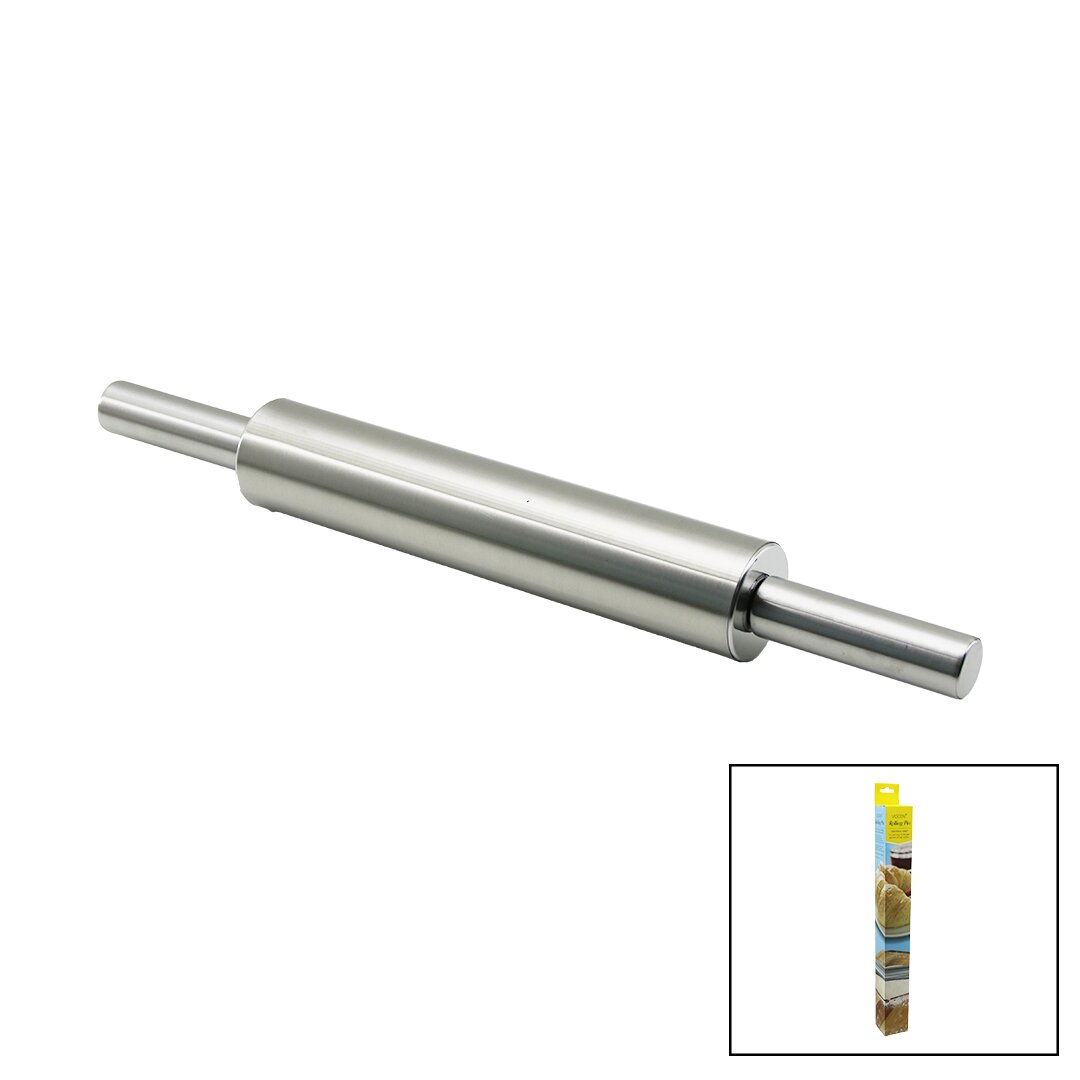 VOCEN ROLLİNG PİN ÇELİK METAL MERDANE - HAMUR RULOSU MERDANE: 25CM - SAP: 2X9CM =T.UZUNLUK:43CM (5271)
