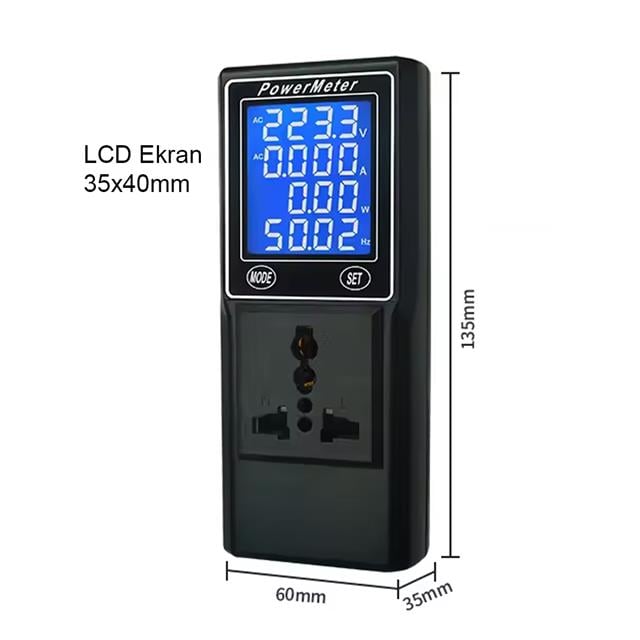 Volt Amper Watt HZ Güç Ölçer Dijital Ekranlı (Powermeter) (5271) Volt Amper Watt HZ Güç Ölçer Dijital Ekranlı (Powermeter) (5271)