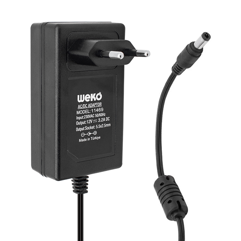 12 VOLT - 3.2 AMPER - 38 WATT 5.5*2.5 UÇLU PLASTİK KASA PRİZ TİP ADAPTÖR KUTULU YERLİ ÜRETİM (5271)