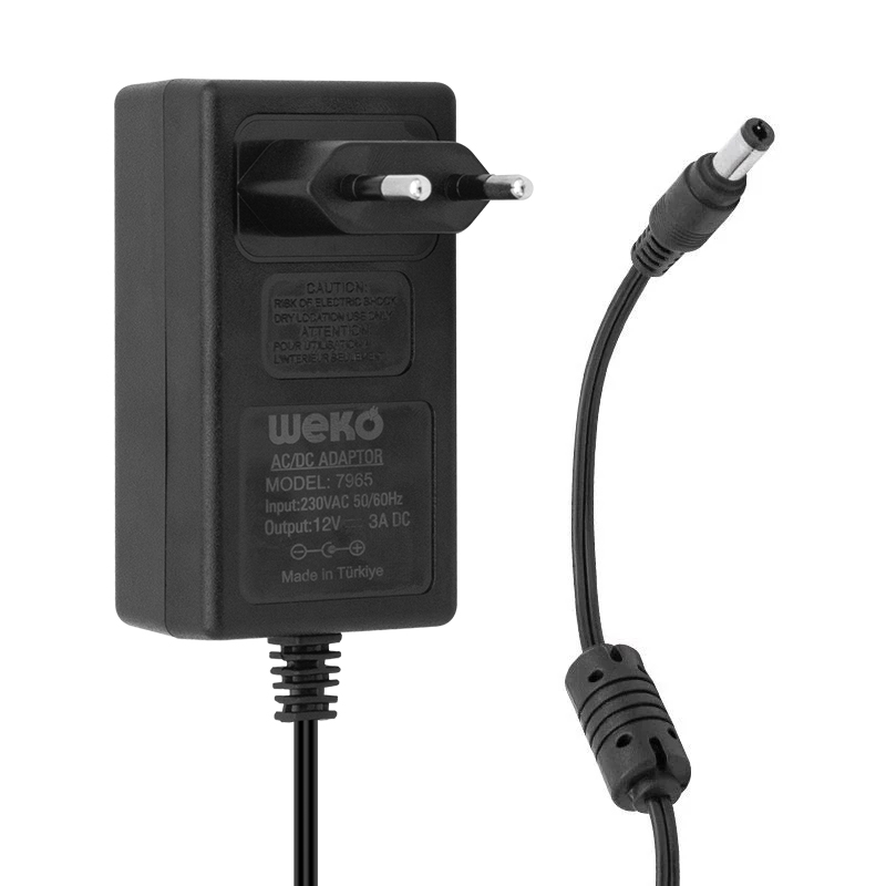 12 VOLT - 3 AMPER - 36 WATT 5.5*2.5 UÇLU PLASTİK KASA PRİZ TİP ADAPTÖR KUTULU YERLİ ÜRETİM (5271)