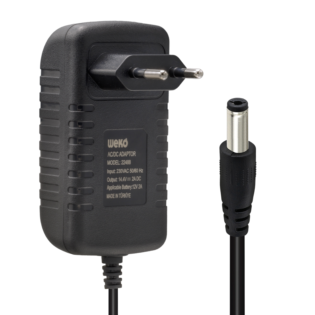 14.4 VOLT - 2 AMPER 5.5*2.5 UÇLU KIRMIZI YEŞİL LEDLİ YERLİ ÜRETİM AKÜ ŞARJ CİHAZI (OUT:12V-2A) (5271)