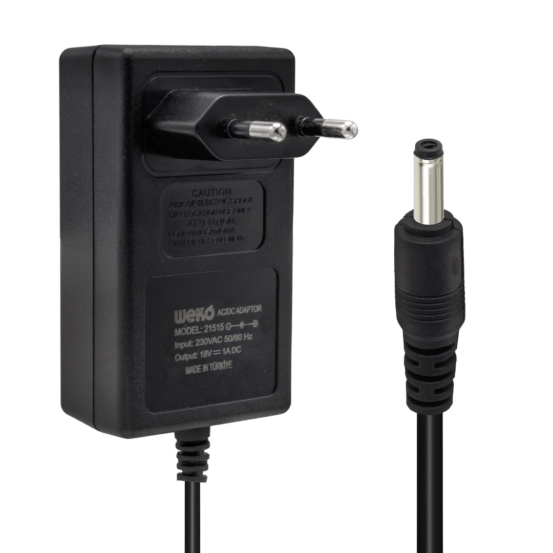 18 VOLT - 1 AMPER 3.5*1.35 UÇLU YERLİ ÜRETİM PRİZ TİPİ ADAPTÖR (5271)