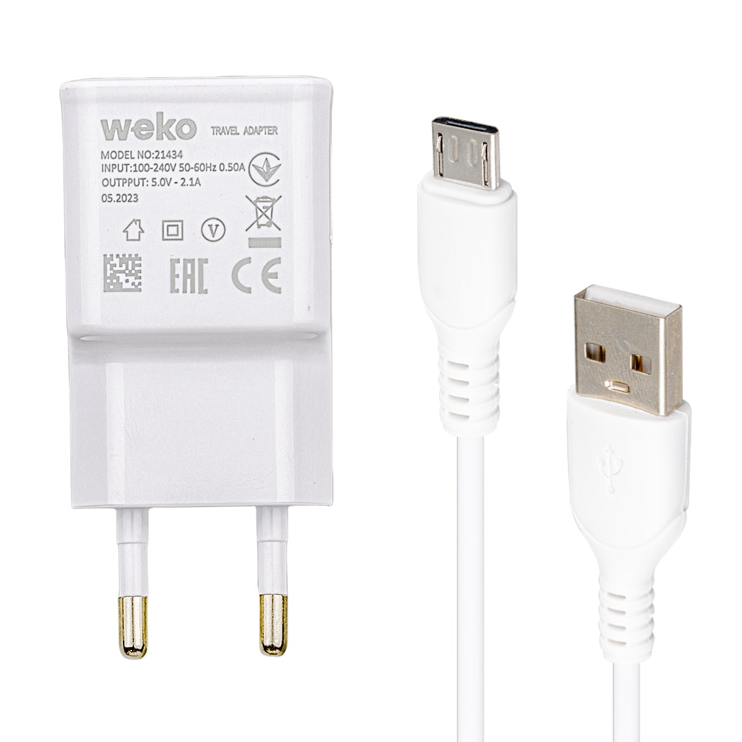 WK-21434 S6 2.1 AMPER ŞARJ BAŞLIK ADAPTÖRÜ + MICRO USB KABLO(NO:3) (5271)