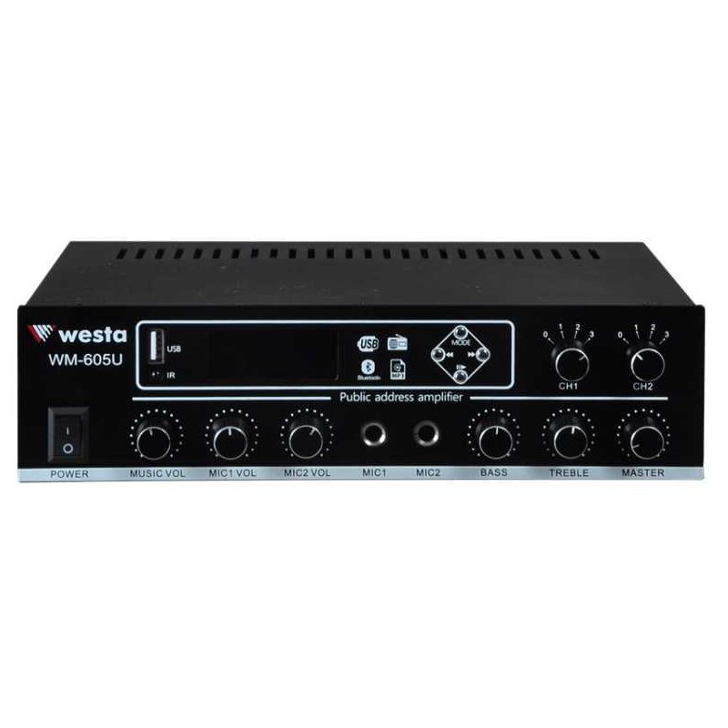 WESTA WM-605U 2 BÖLGELİ 2 MİK. GİRİŞLİ 100 WATT TRAFOLU ANFİ (5271)