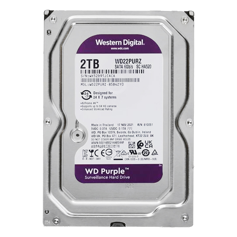 WESTERN DIGITAL PURPLE WD22PURZ 2 TB SATA 6GB/S 7/24 GÜVENLİK HARDDISK (5271)