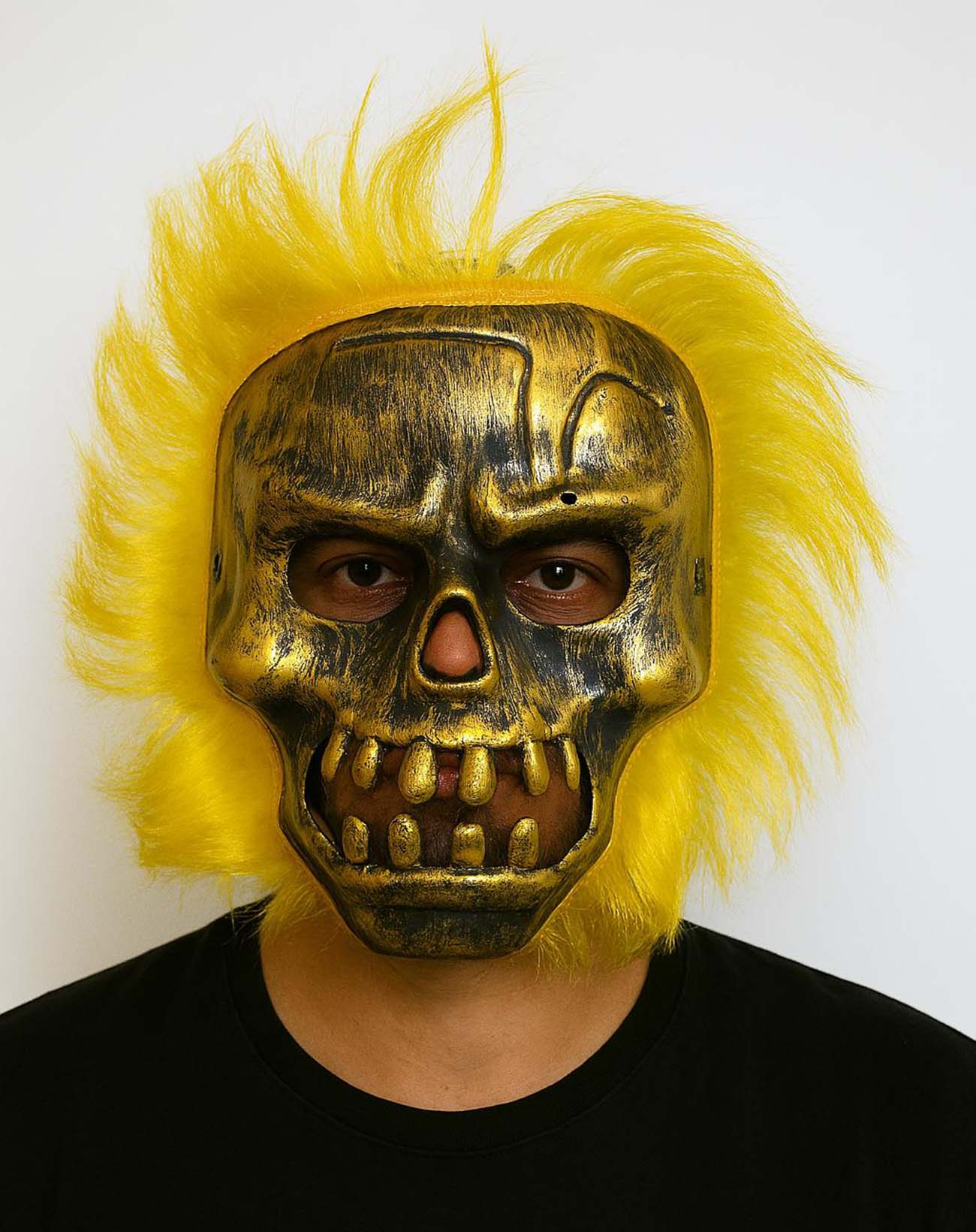 Wild Skull - Bakır Kafatası Sarı Saçlı İskelet Maske (5271)