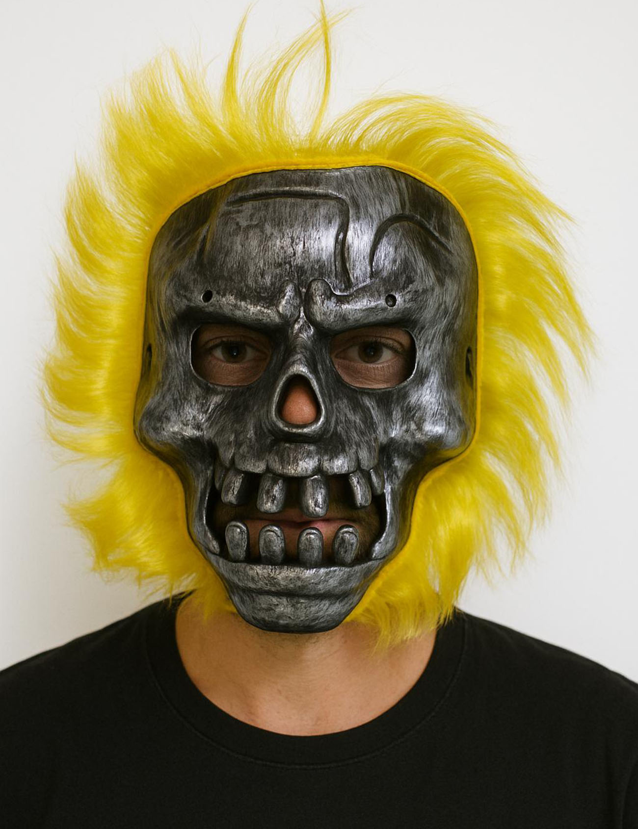 Wild Skull - Metal Kafatası Sarı Saçlı İskelet Maske (5271)
