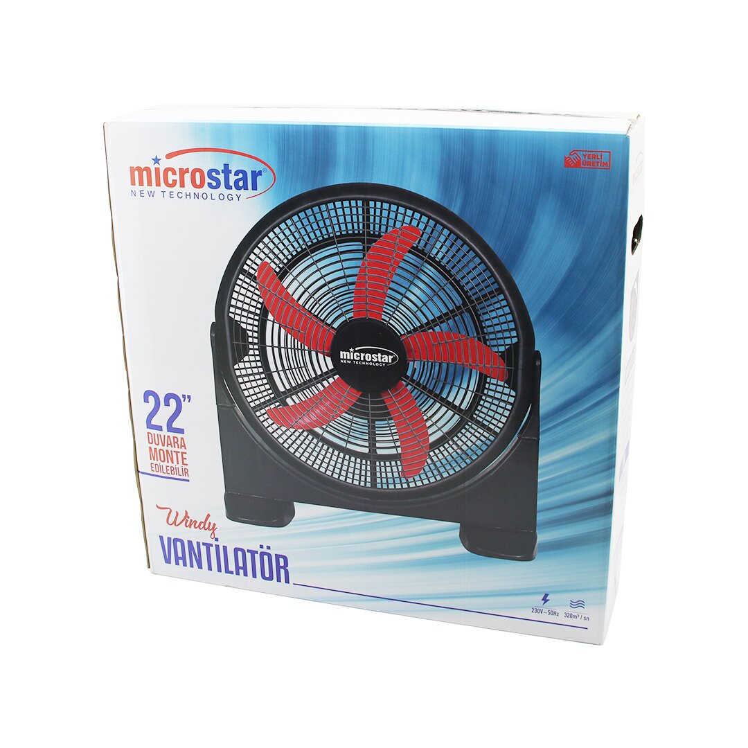 WİNDY 22 İNÇ = 55CM FAN VANTİLATÖR 2İN1=MASA ALTI - DUVARA MONTE 180 DERECE 3-KADEME HIZ 5-PLS.KANAT HC-1045 (5271)