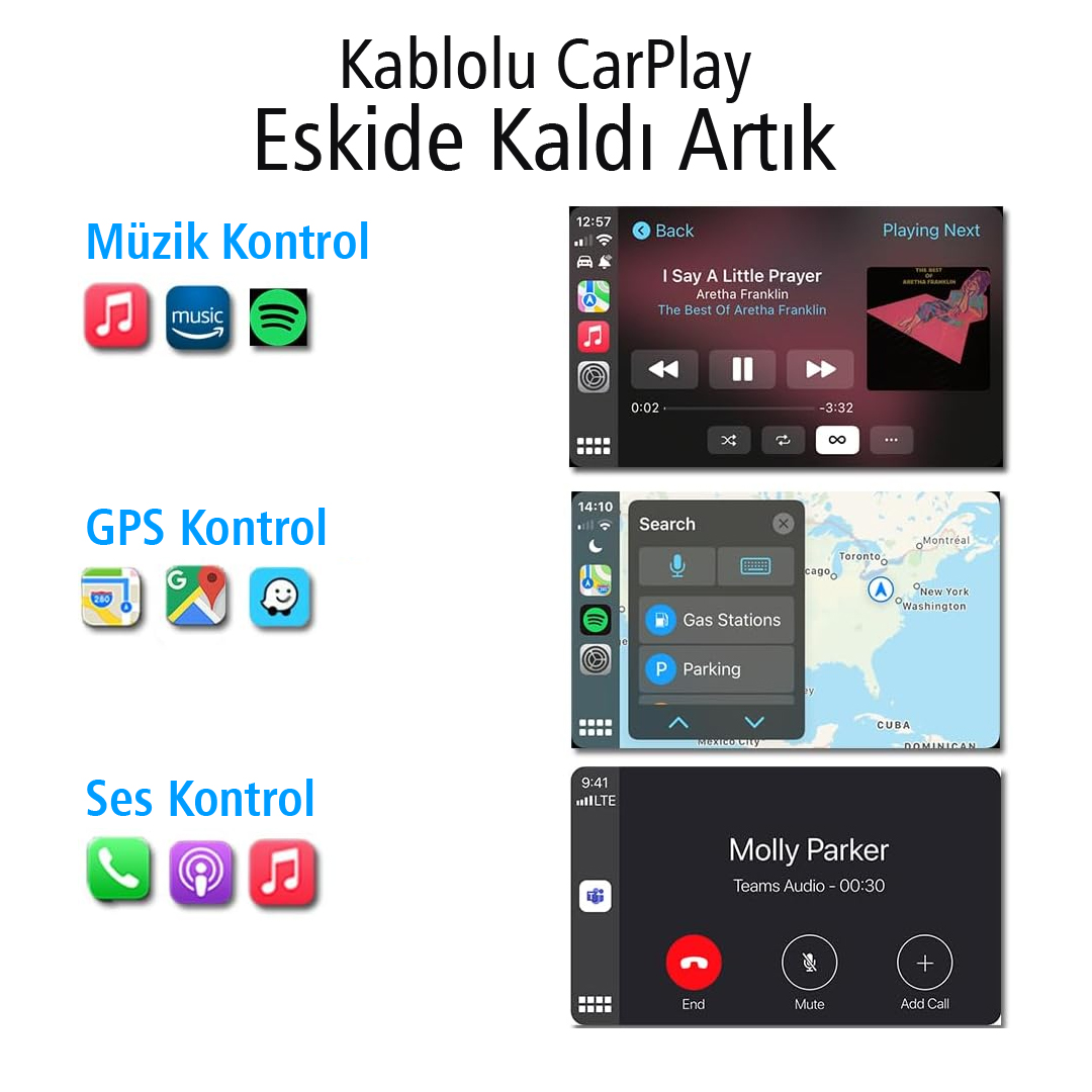 WİRELESS KABLOSUZ APPLE İPHONE CARPLAY EKRAN YANSITMA (VERSİYON 4.0) (5271)