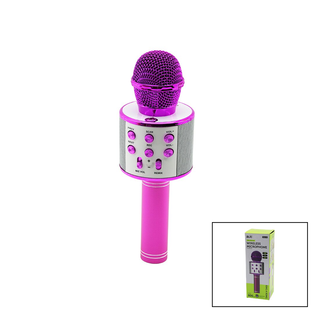 WİRELESS MİKROFON KARAOKE - HOPARLÖR USB ŞARJLI USB - TF - AUX RENKLİ KROM KAPLAMA PİL:800mAh - DC 5V BLS-25 (5271)