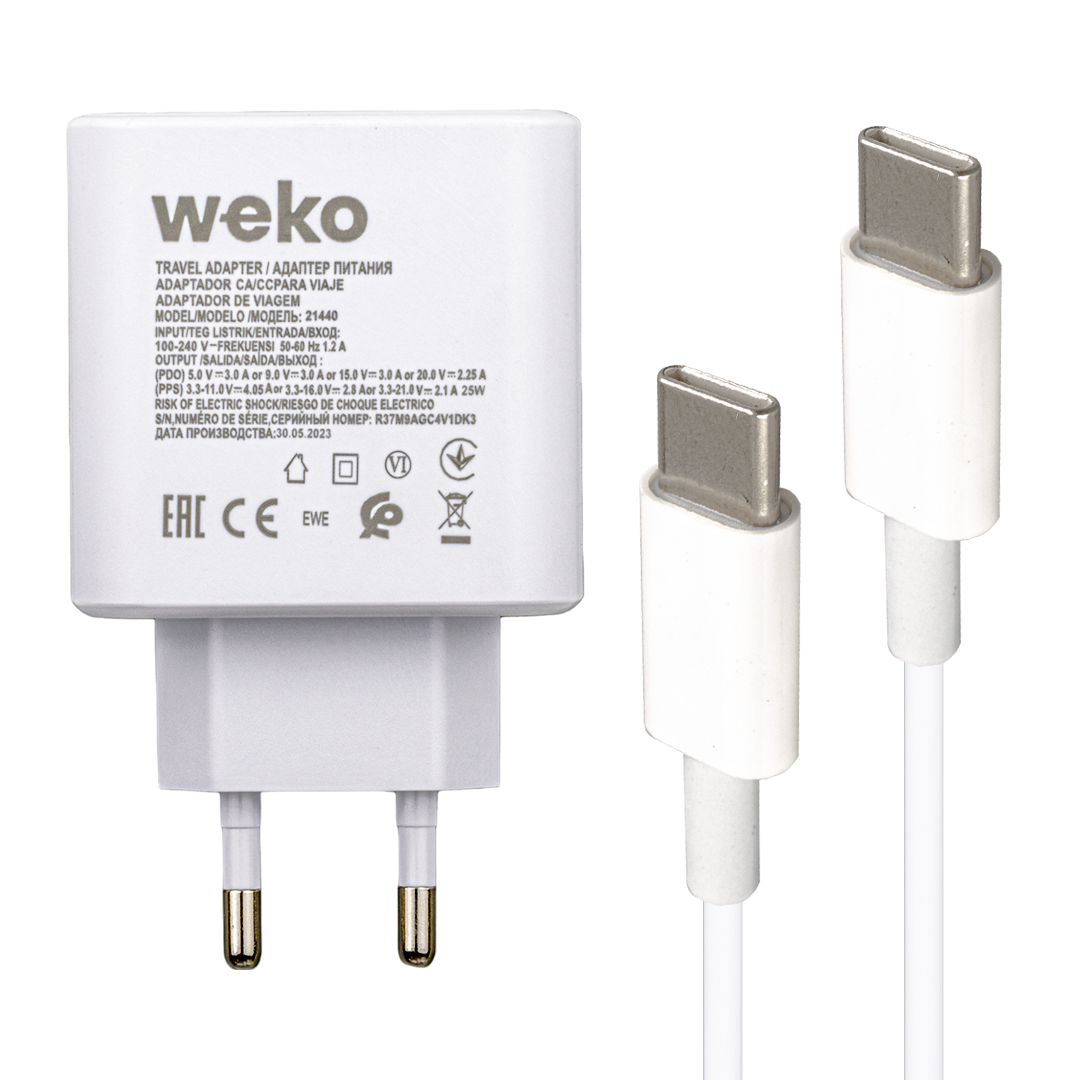 WK-21440 S11-C 25 WATT ŞARJ BAŞLIK ADAPTÖRÜ + TYPE-C TO TYPE-C KABLO (NO:9T) (5271)