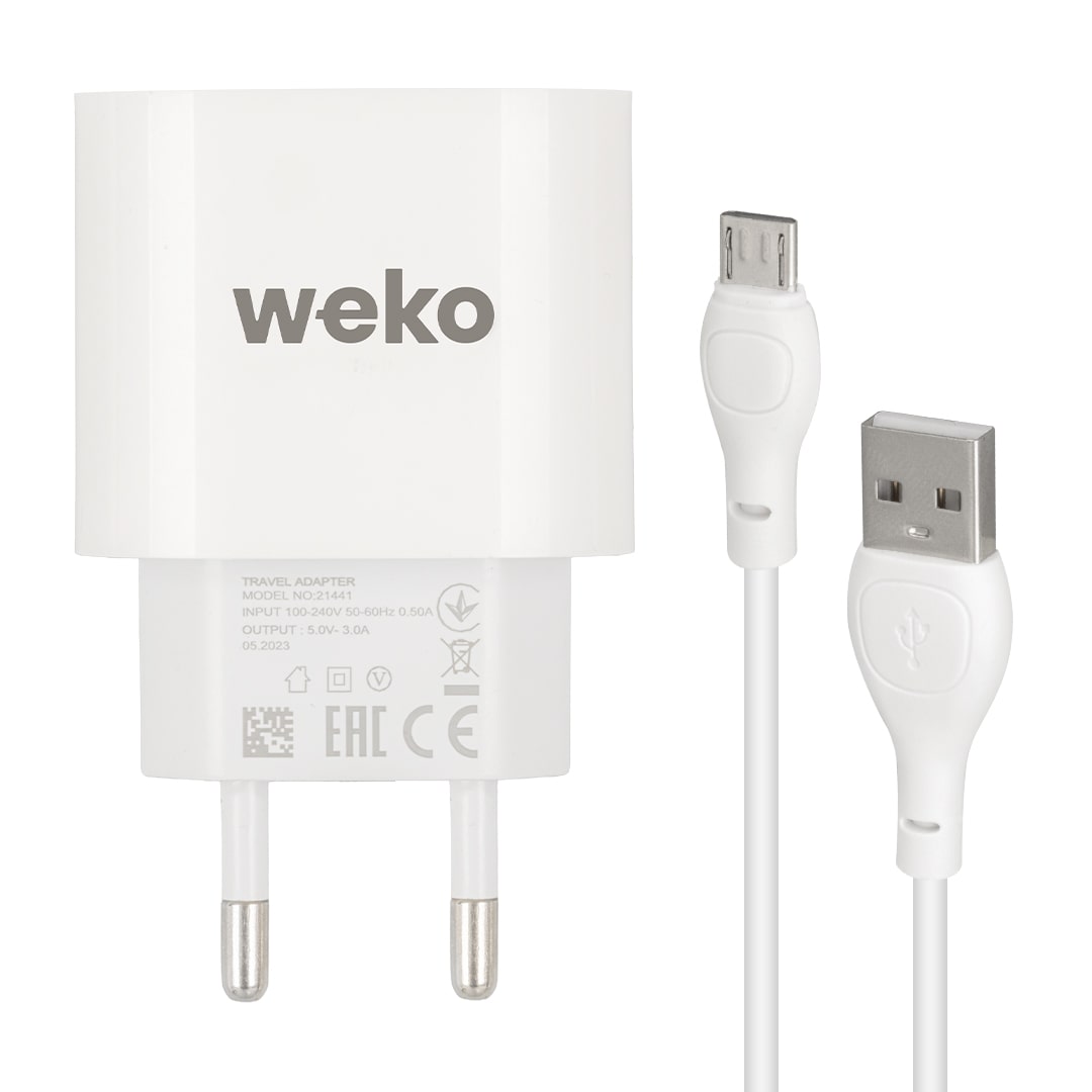 WK-21441 PDU QC 3.0 AMPER ŞARJ BAŞLIK ADAPTÖRÜ + MICRO USB KABLO (NO:1) (5271)