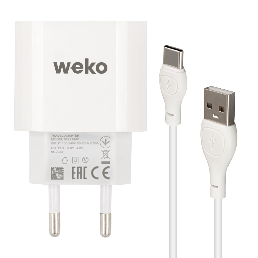 WK-21442 PDU QC 3.0 AMPER ŞARJ BAŞLIK ADAPTÖRÜ + TYPE-C KABLO (NO:1) (5271)