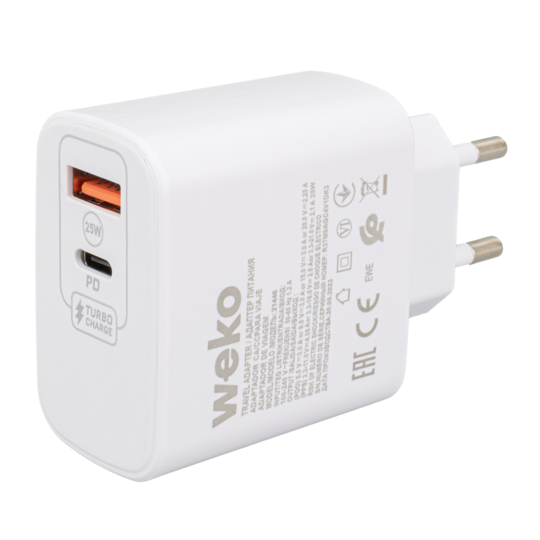 WK-21446 S11-UC 25 WATT 3.0 AMPER TYPE-C + USB ŞARJ BAŞLIK ADAPTÖRÜ (5271)
