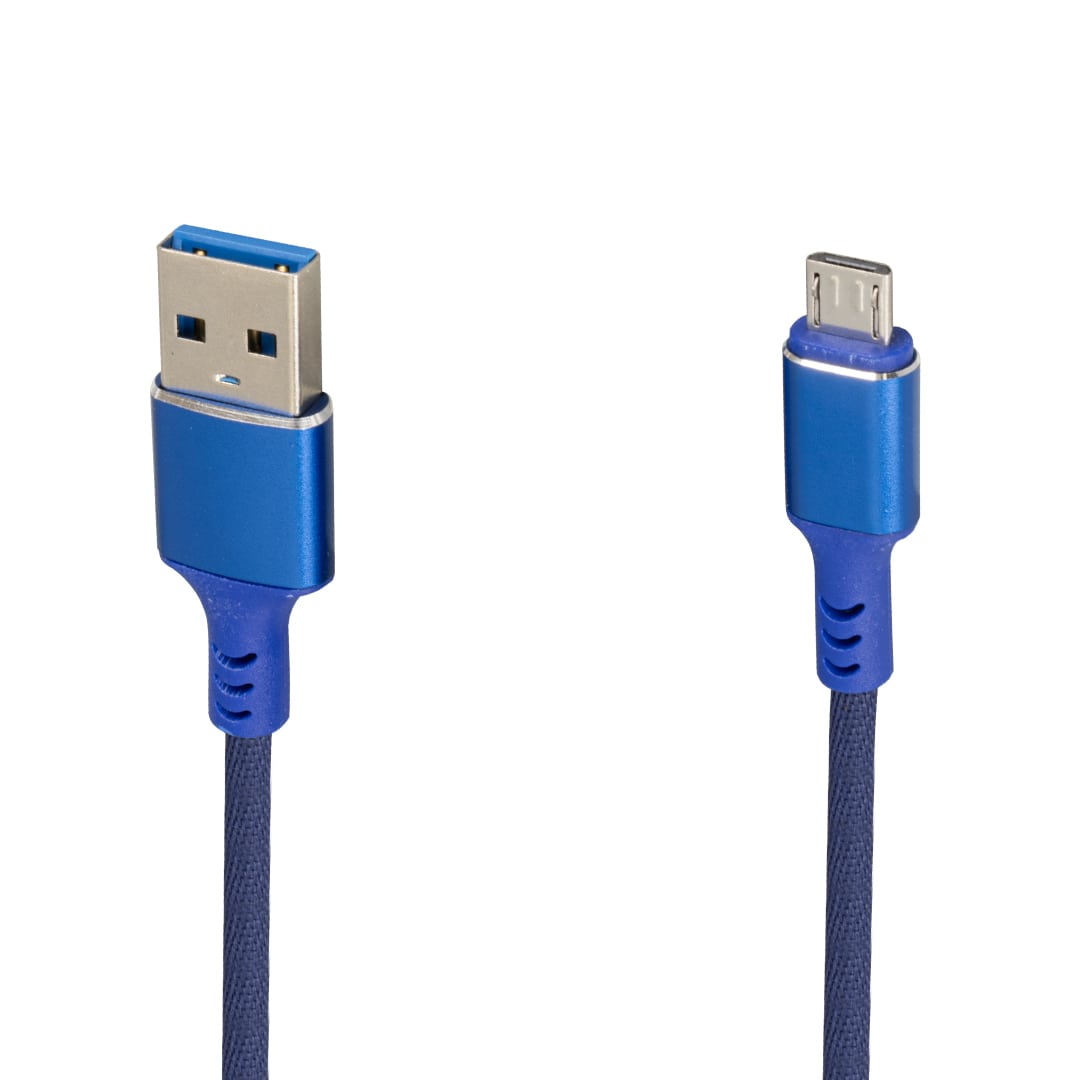 WK-22023 USB TO MICRO USB ÖRGÜLÜ LACİVERT ŞARJ KABLOSU (NO:14) (5271)