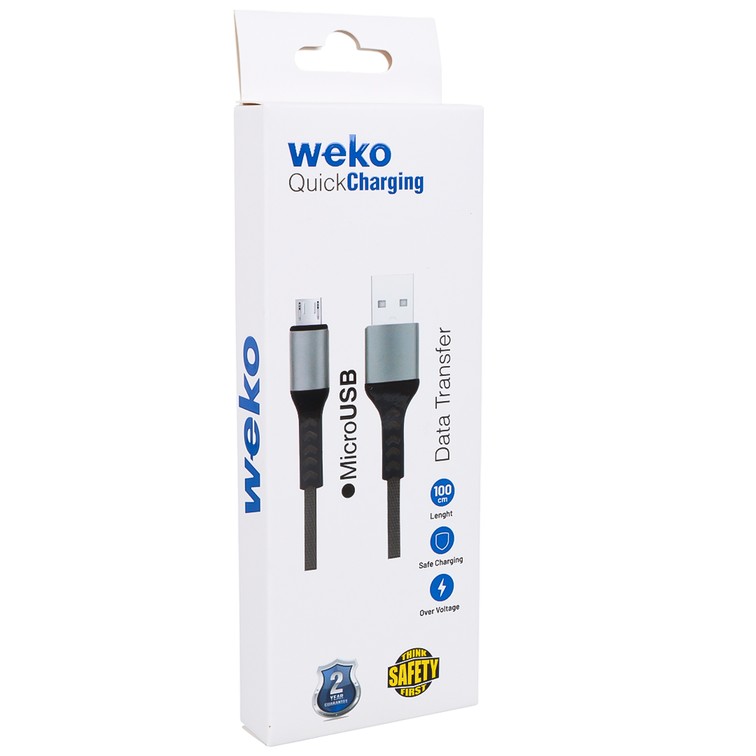 WK-22023 USB TO MICRO USB ÖRGÜLÜ LACİVERT ŞARJ KABLOSU (NO:14) (5271)