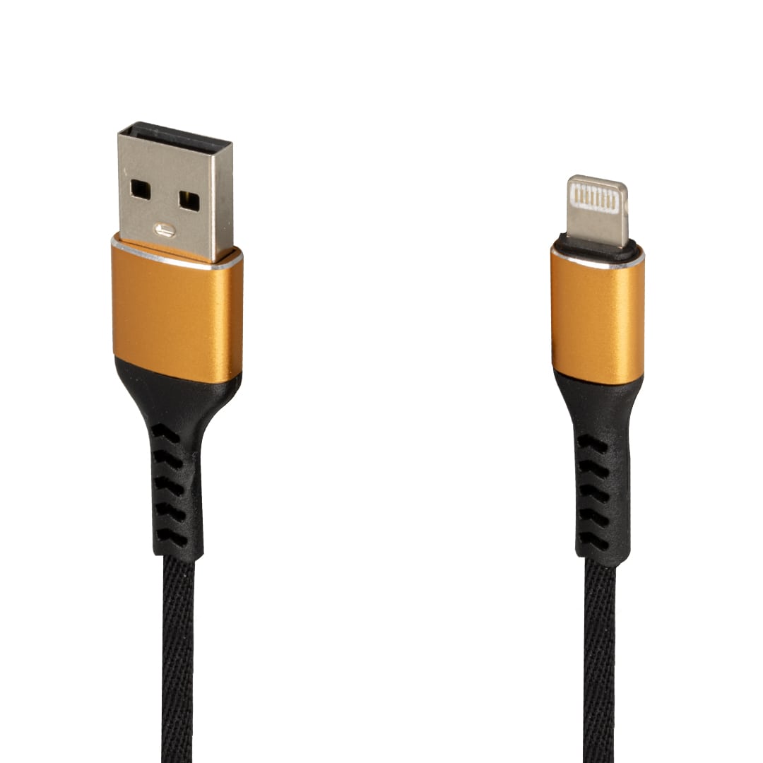 WK-22025 USB TO LIGHTNING ÖRGÜLÜ SİYAH ŞARJ KABLOSU (NO:14) (5271)