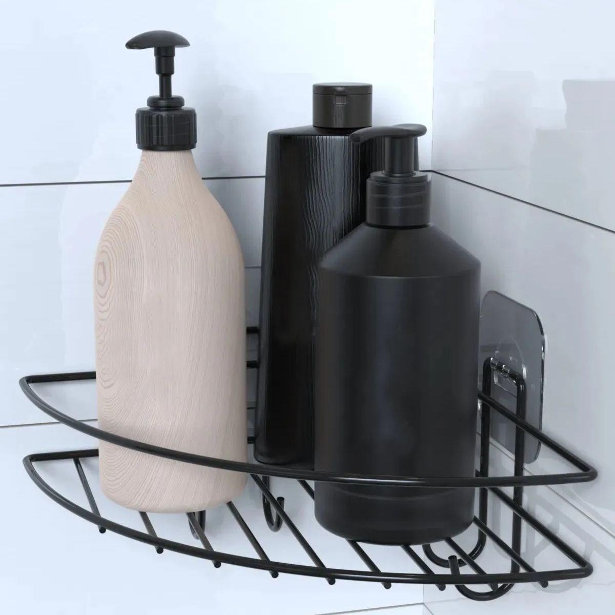 Yapışkanlı Banyo Köşeliği Kancalı Köşe Rafı Duş Şampuanlık Duvar Düzenleyici Organizer Raf (5271)