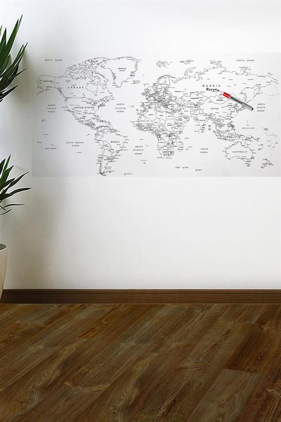 Yazılabilir Dünya Haritası Manyetik Duvar Stickerı 110 x 56 cm (5271)