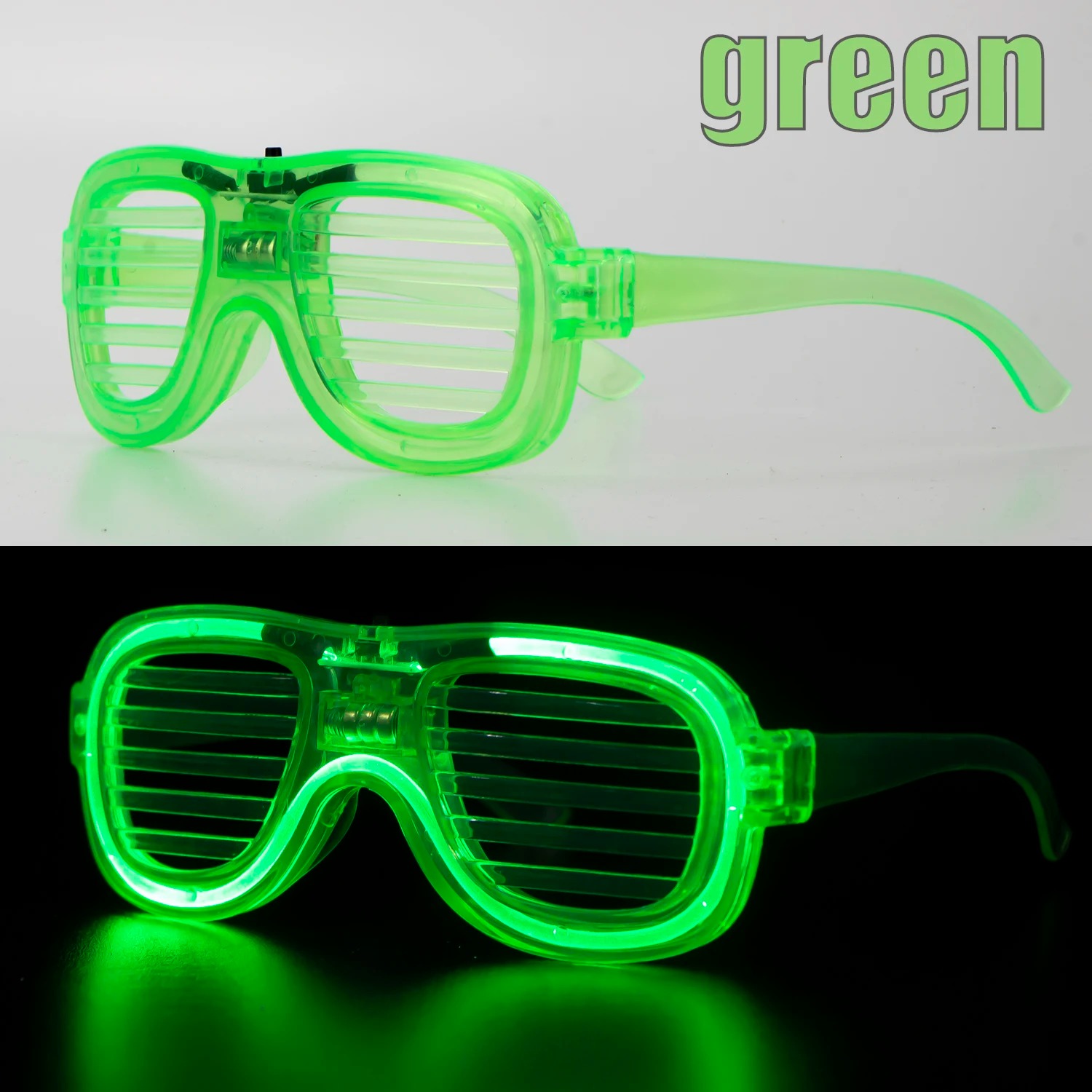 Yeşil LED Işıklı Parti Gözlüğü – Neon Glow Şerit Gözlük 3 Modlu (5271)
