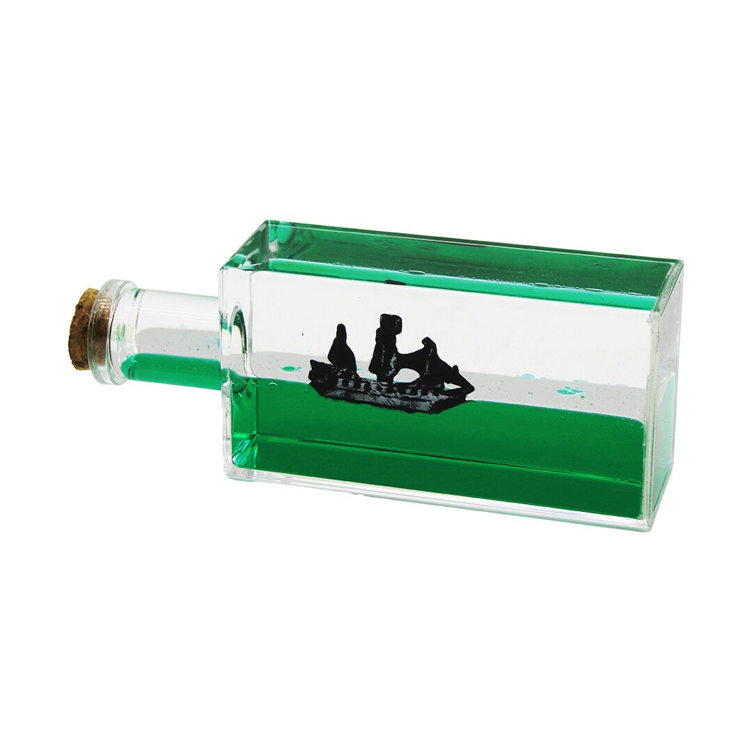 YEŞİL SU  DİKDÖRTGEN MİKA - ŞİŞE  YÜZEN BATMAYAN GEMİ DEKORATİF BİBLO AKVARYUM 6.5X16.5X4.3CM (5271)