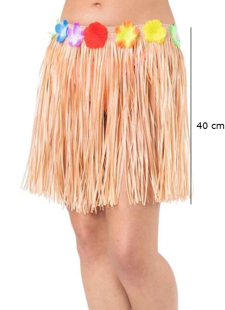 Yetişkin ve Çocuk Uyumlu Saman Renk Püsküllü Hawaii Luau Hula Etek 40 (5271)
