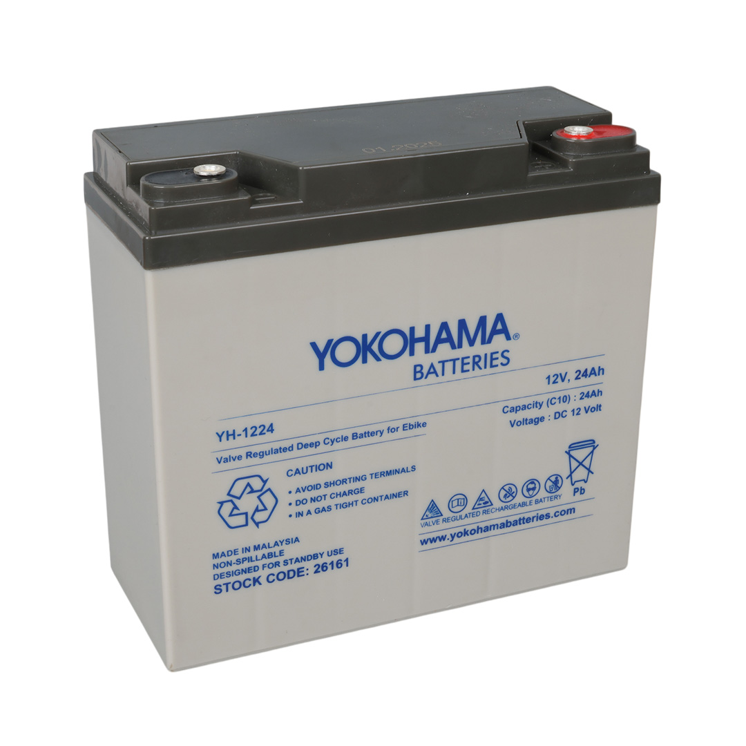YOKOHAMA YH-1224 12 VOLT - 24 AMPER ELEKTRİKLİ BİSİKLET AKÜSÜ (180 X 76 X 167 MM) (5271)