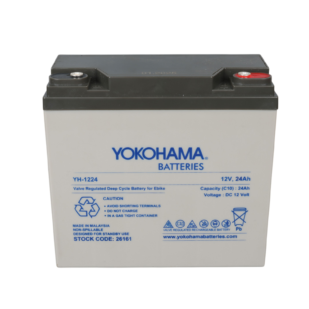 YOKOHAMA YH-1224 12 VOLT - 24 AMPER ELEKTRİKLİ BİSİKLET AKÜSÜ (180 X 76 X 167 MM) (5271)