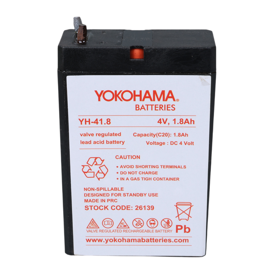YOKOHAMA YH-41.8 4 VOLT - 1.8 AMPER KURU AKÜ (50 X 76 X 22 MM) (5271) YOKOHAMA YH-41.8 4 VOLT - 1.8 AMPER KURU AKÜ (50 X 76 X 22 MM) (5271)