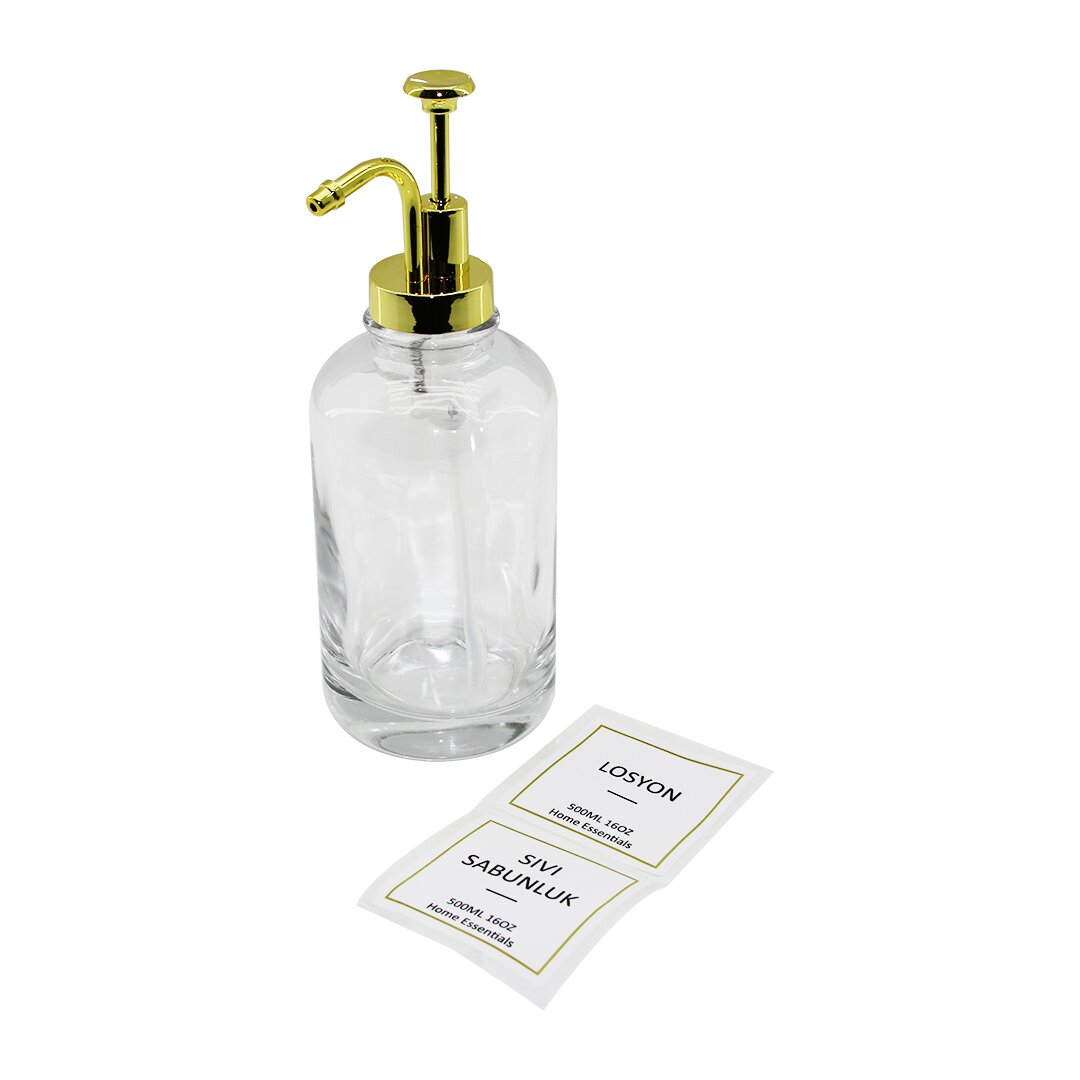 YUVARLAK ŞEFFAF CAM SIVI SABUNLUK 500ML (5271)