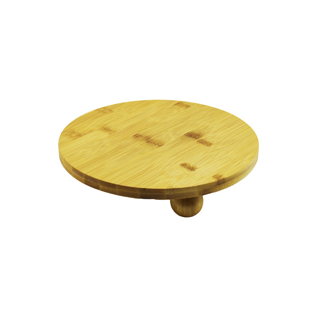 YUVARLAK 24.5CM 3 MİNİ TOP AYAKLI AHŞAP BAMBU SUNUM TEPSİSİ - MİNİ SOFRA (5271)