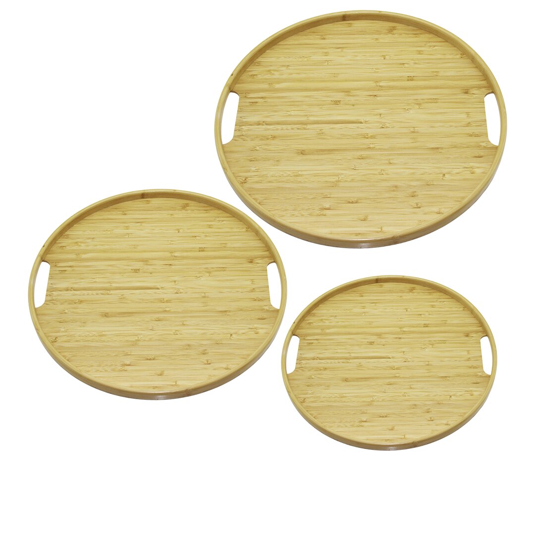 YUVARLAK - 3 BOY BAMBU AHŞAP TEPSİ SETİ 30--35--38CM (5271)