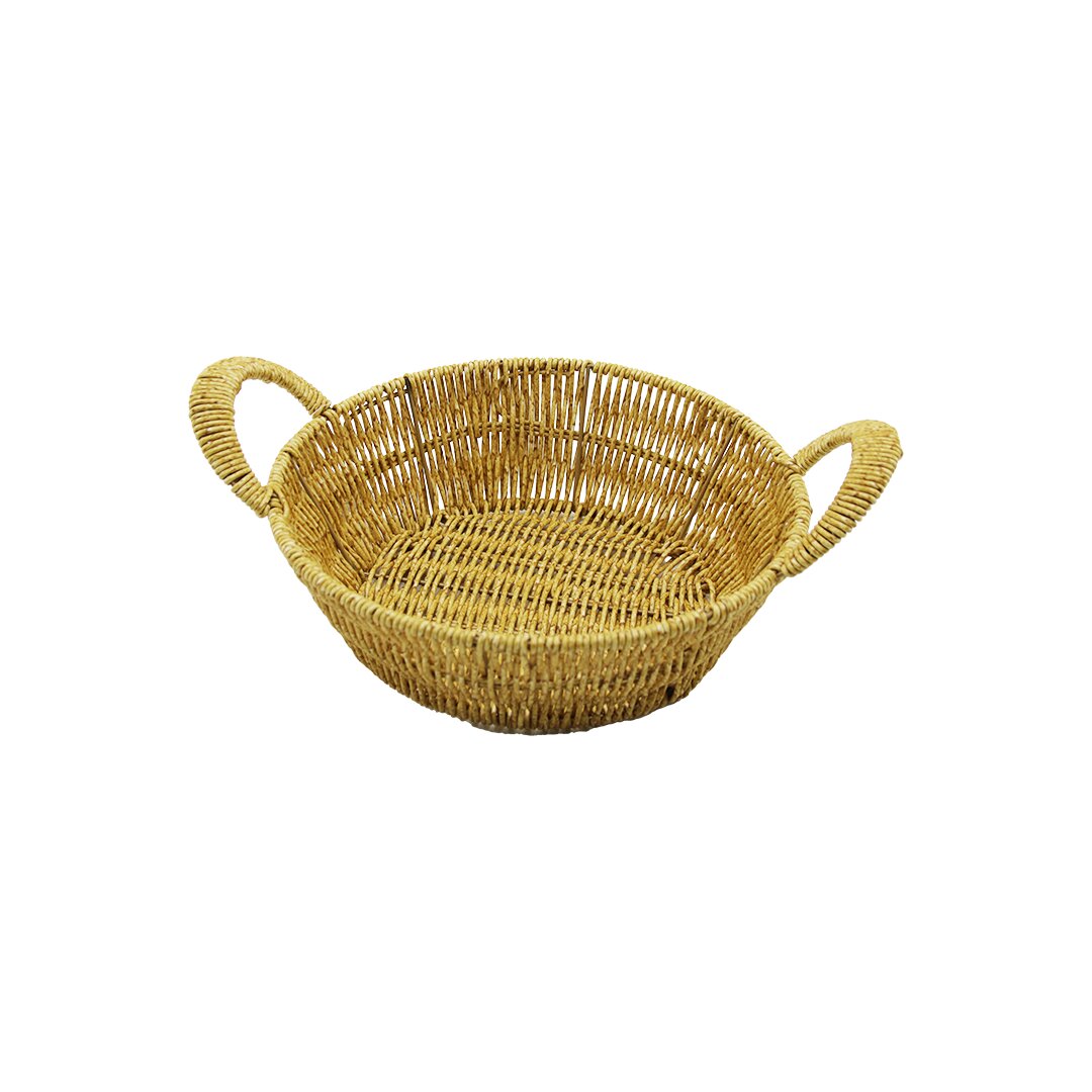 YUVARLAK PLASTİK HASIR EKMEK - ÇOK AMAÇLI SEPET KULPLU - METAL İSKELET TABAN:18CM - AĞIZ:24CM DERİNLİK:8CM (5271)