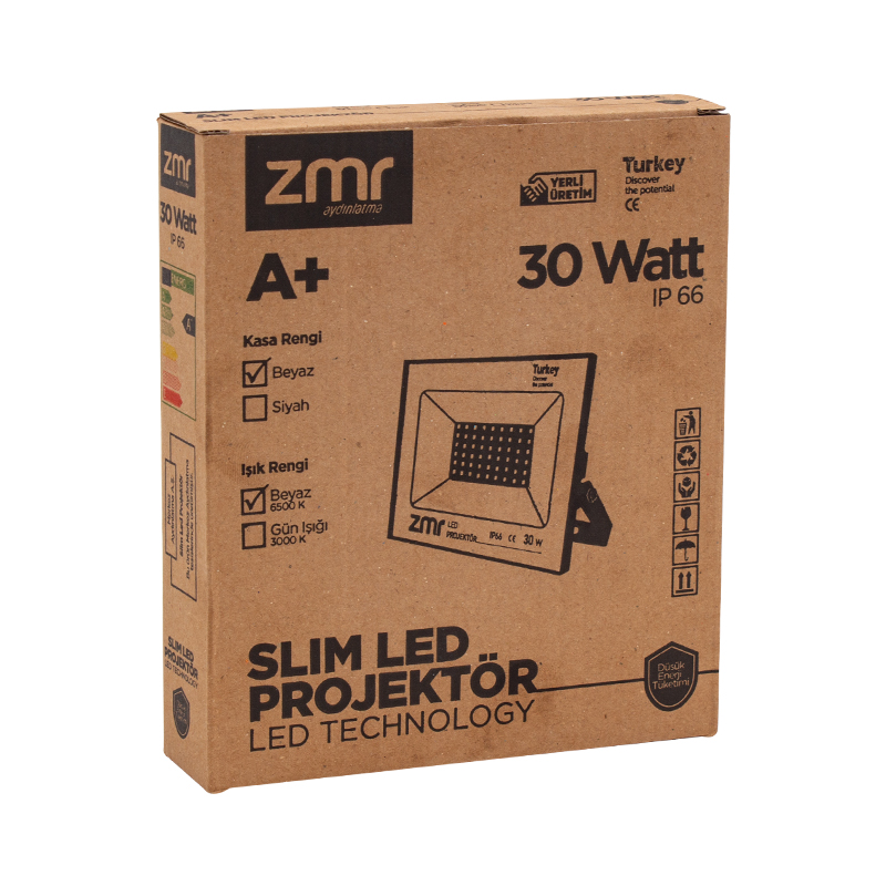 ZMR 30 WATT 6500K IP66 150* IŞIK AÇISI 220 VOLT SİYAH SLİM KASA LED PROJEKTÖR (5271) ZMR 30 WATT 6500K IP66 150* IŞIK AÇISI 220 VOLT SİYAH SLİM KASA LED PROJEKTÖR (5271)