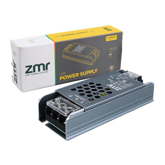 ZMR ZMR-700/B.00 12 Volt 3 Amper 36 Watt Slim Metal Kasa Adaptör (5271) ZMR ZMR-700/B.00 12 Volt 3 Amper 36 Watt Slim Metal Kasa Adaptör (5271)