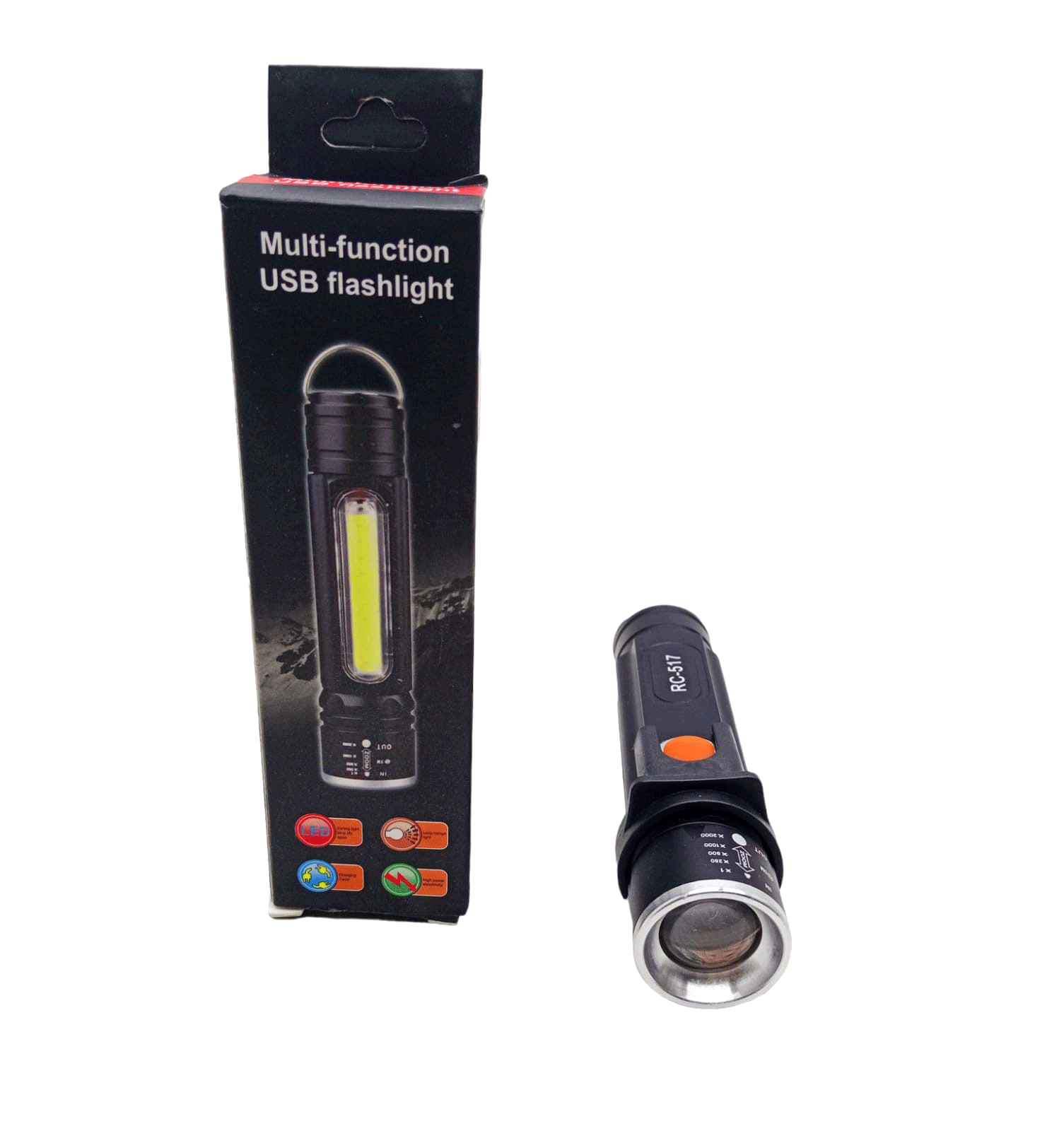 ZOMLU USB ŞARJLI EL FENERİ METAL KASA (5271)