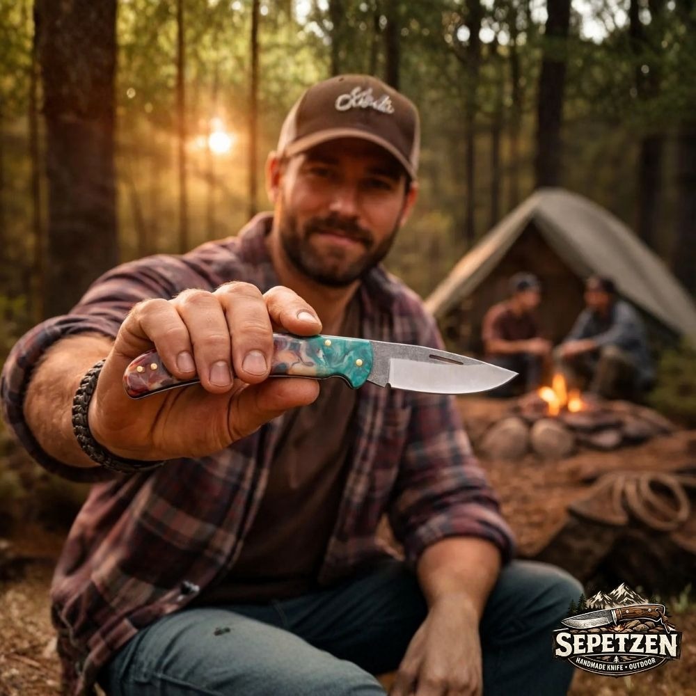 Epoksi Saplı El Yapımı Çakı Bıçağı - EDC Outdoor Kamp Çakısı